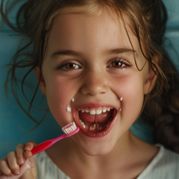 niña lavandose los dientes