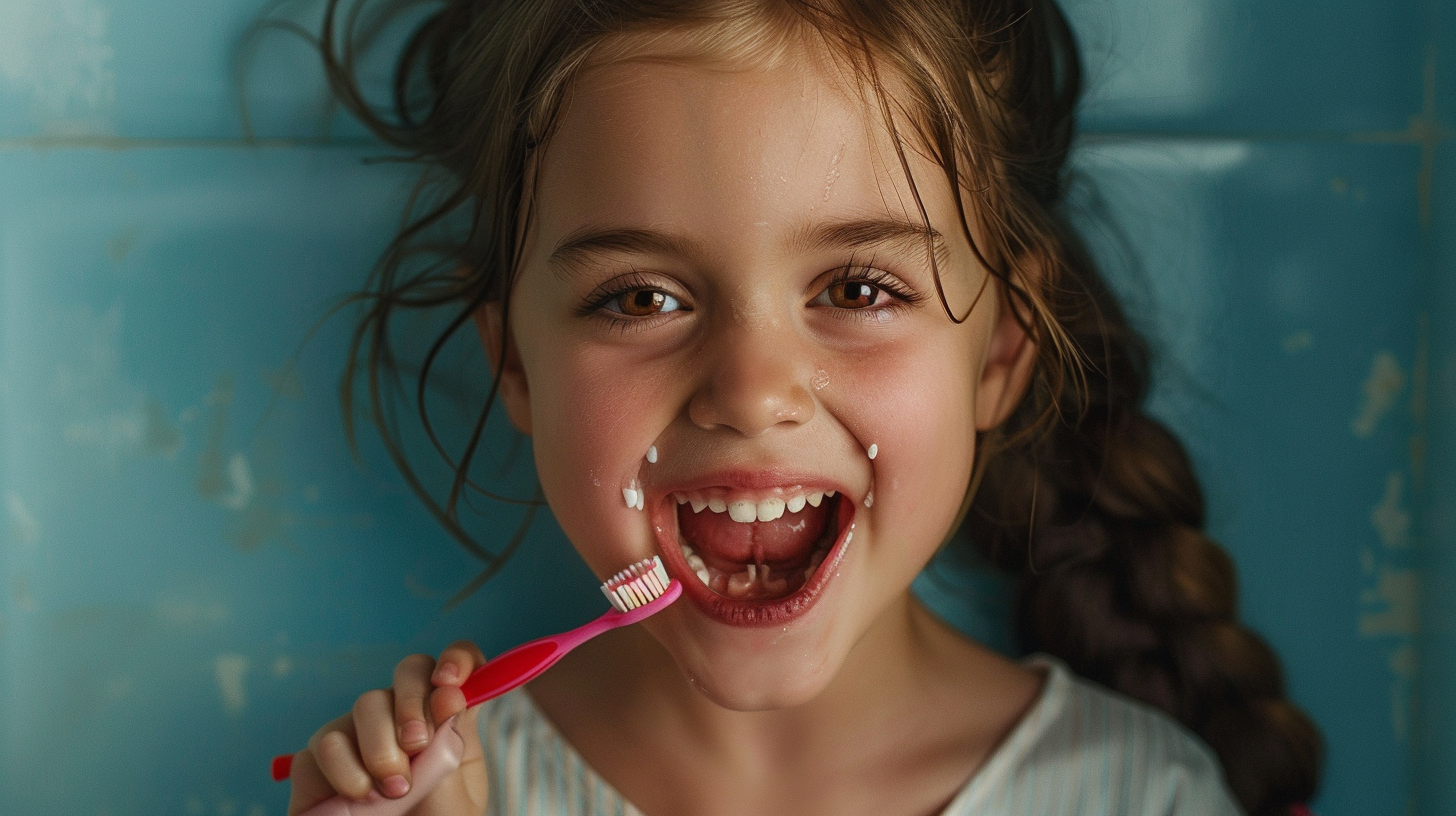 niña lavandose los dientes